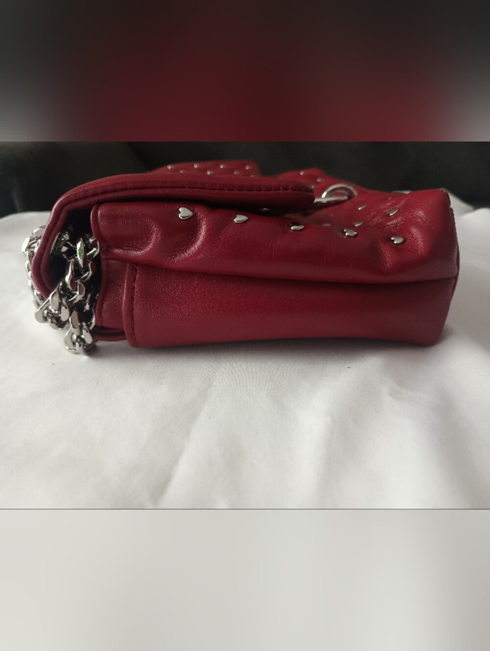 Rebecca Minkoff Red Quilted Studded Leather Shoulder Bag - Picture 5 of 7